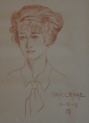 Portrait de Ghislaine de Prelle de la Nieppe (1889-1976) dessiné en 1917.
